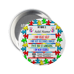 Autisme Alarm   Niet-verbale Speld Badge Ronde Button 7,6 Cm