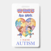 Autisme Alert ID Badge Tag (Voorzijde)