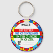 Autisme alert niet verbaal autistisch sleutelhanger (Achterkant)