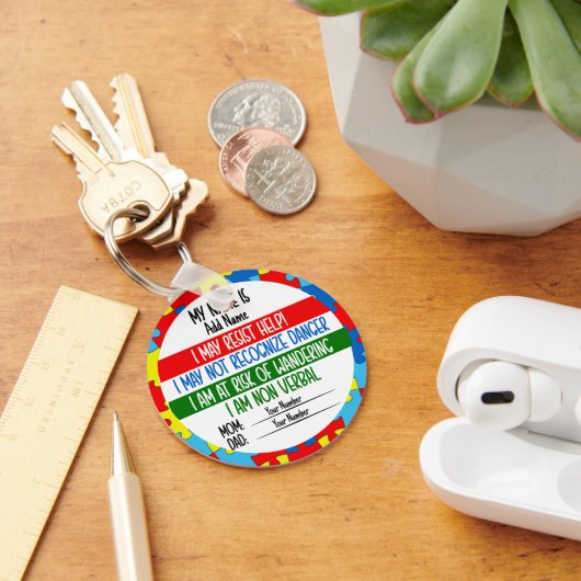 Autisme Alert Niet Verbaal id Sleutelhanger (Bureau)