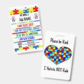 Autisme Alert Niet-verbale Autistische Contactbadg Badge (Front & Back)