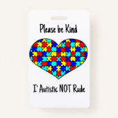 Autisme Alert Niet-verbale Autistische Contactbadg Badge (Achterkant)