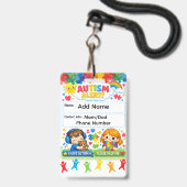 Autisme Alert Noodcontact ID-badge Badge (Voorzijde met lanyard)