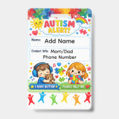 Autisme Alert Noodcontact ID-badge Badge (Voorzijde)