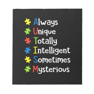 Autisme altijd uniek en altijd intelligent notitieblok