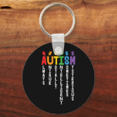 Autisme altijd uniek en intelligent autisme sleutelhanger (Voorkant)