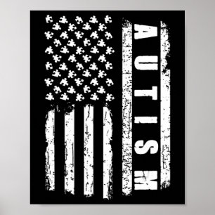 Autisme American Flag Autism Awareness Puzzle vint Poster