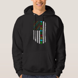 Autisme American Flag Autism Mam Autism Awareness Hoodie