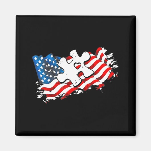 Autisme American Flag Puzzle Autism Awareness Supe Magneet (Voorkant)