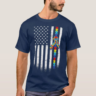 Autisme American Flag Puzzle Autism Awareness T-shirt