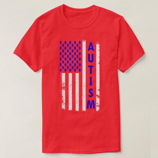 Autisme American Flag Shirt Autism Awareness Puzzl (Design voorkant)
