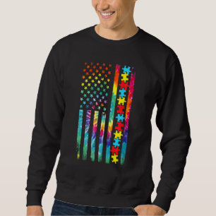 Autisme American Flag T-shirt Tie Dye Autism Aware