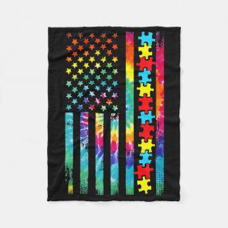 Autisme American Flag Tie Dye Autism Awareness for Fleece Deken