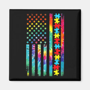 Autisme American Flag Tie Dye Autism Awareness for Magneet