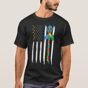 Autisme Amerikaanse vlag Kleur Puzzle Kindnes T-shirt