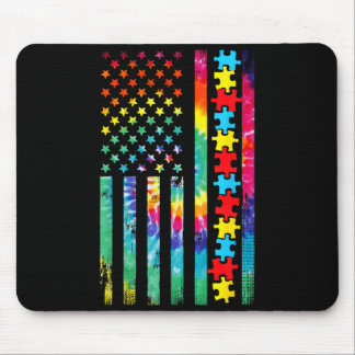 Autisme Amerikaanse Vlag Tie Dye Autisme Bewustzij Muismat