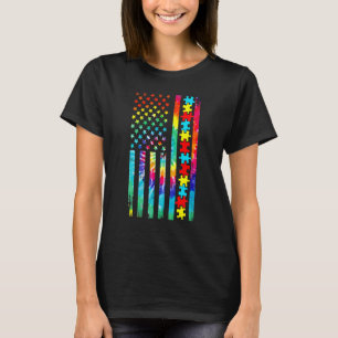Autisme Amerikaanse Vlag Tie Dye Autisme Bewustzij T-shirt