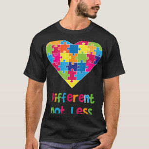 Autisme-anders niet minder-autisme bewustzijn hart t-shirt