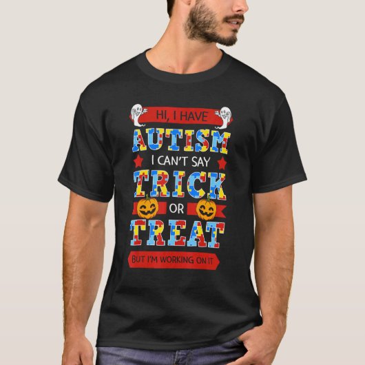 Autisme Asd Bewustzijn Puzzelstukken Halloween Gra T-shirt (Voorkant)