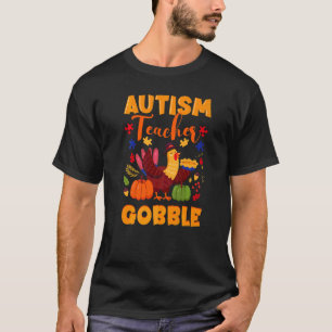 Autisme ASD-bewustzijn Thanksgiving-puzzel Leraar  T-shirt