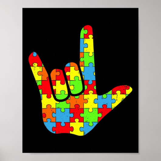 Autisme Asl Liefde Gebarentaal Autisme Bewustzijn  Poster (Voorkant)