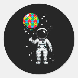 Autisme astronaut puzzel ballon cute asd bewustzij ronde sticker