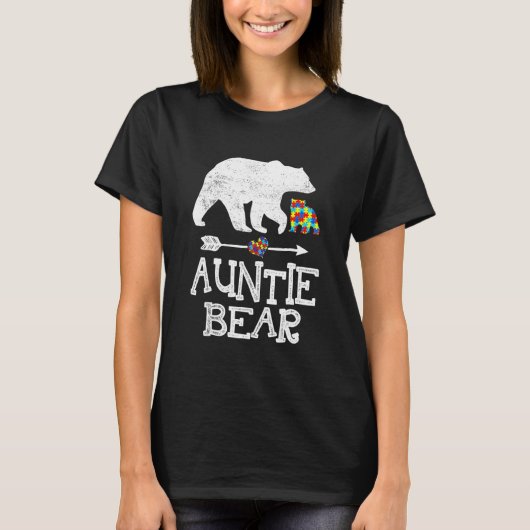 Autisme Auntie Beer Puzzle Piece Support T-shirt (Voorkant)