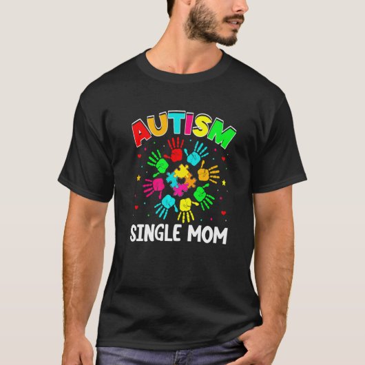 Autisme Autisme A.E.m. single mam Puzzle Support F T-shirt (Voorkant)