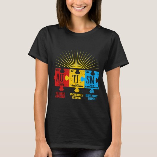 Autisme-Autisme bewustzijnspuzzel Chemisch element T-shirt (Voorkant)