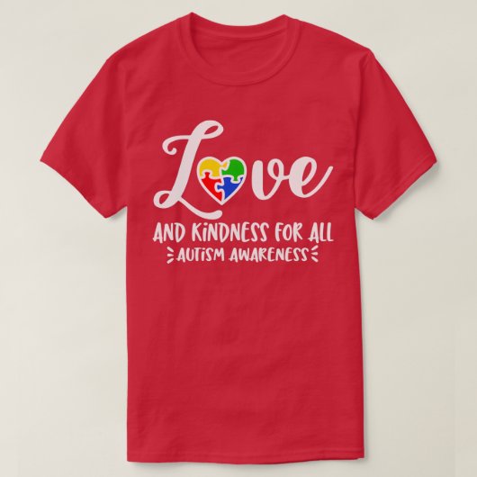 Autisme autisme, vriendelijkheid liefde regenboogp t-shirt (Design voorkant)