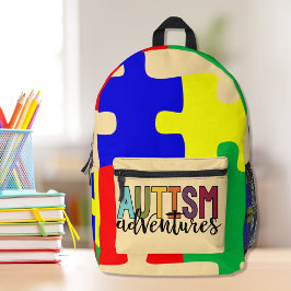 Autisme Avonturen - Puzzelstukken  Bedrukte Rugzak
