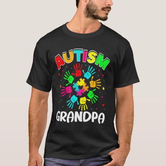 Autisme Awar Autistic Grandpa Puzzle Support Famil T-shirt (Voorkant)