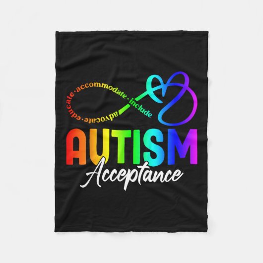 Autisme Awareness Acceptatie Shirt Infinity Symboo Fleece Deken (Voorkant)