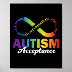 Autisme Awareness Acceptatie Shirt Infinity Symboo Poster