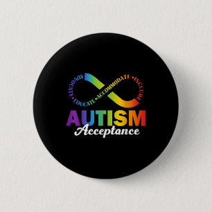 Autisme Awareness Acceptatie Shirt Infinity Symboo Ronde Button 5,7 Cm