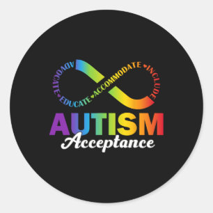 Autisme Awareness Acceptatie Shirt Infinity Symboo Ronde Sticker