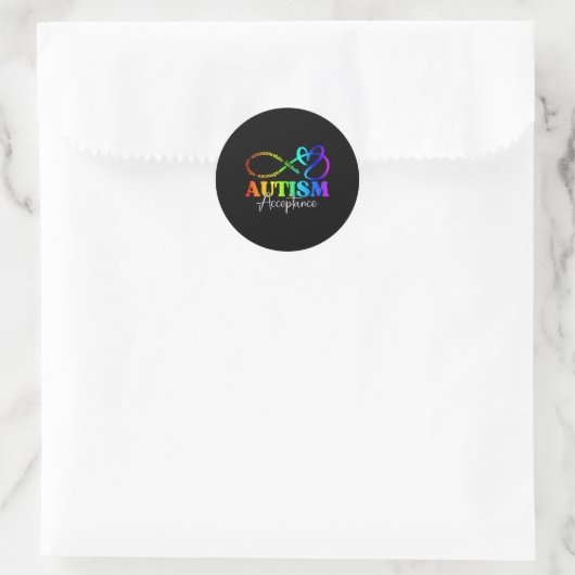 Autisme Awareness Acceptatie Shirt Infinity Symboo Ronde Sticker (Tas)
