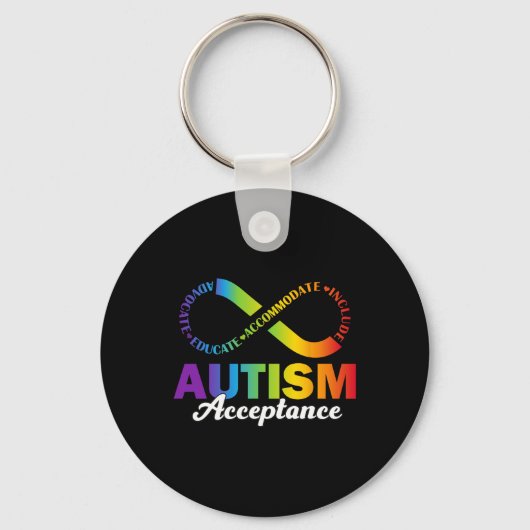 Autisme Awareness Acceptatie Shirt Infinity Symboo Sleutelhanger (Voorkant)