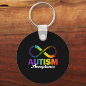 Autisme Awareness Acceptatie Shirt Infinity Symboo Sleutelhanger (Voorkant)