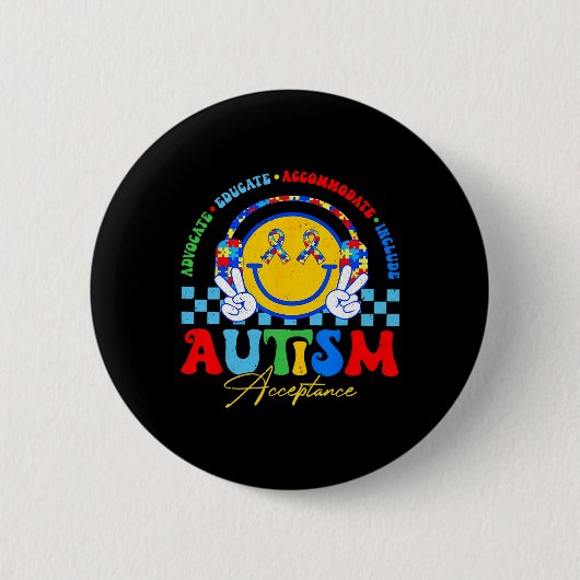 Autisme Awareness Acceptation Special Education Te Ronde Button 5,7 Cm (Voorkant)