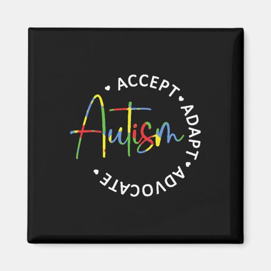 Autisme Awareness Accepteer Adapt Advocate lange m Magneet (Voorkant)