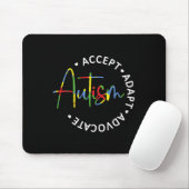 Autisme Awareness Accepteer Adapt Advocate lange m Muismat (Met muis)