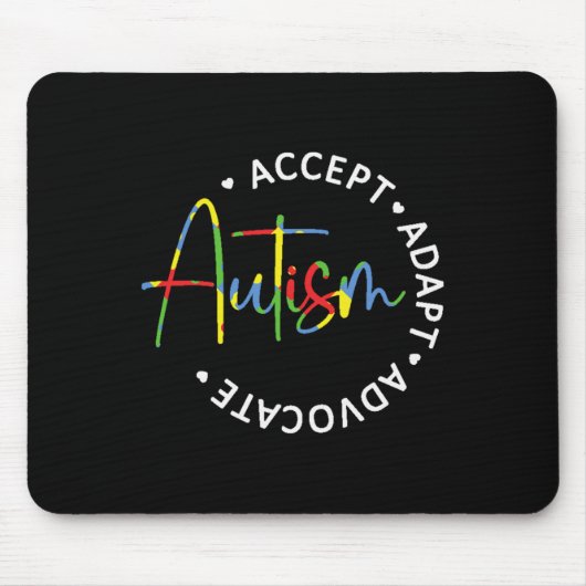 Autisme Awareness Accepteer Adapt Advocate lange m Muismat (Voorkant)