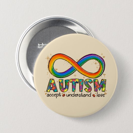 Autisme Awareness Accepteren, Love, Begrepen Ronde Button 7,6 Cm (Voorkant /achterkant)