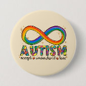 Autisme Awareness Accepteren, Love, Begrepen Ronde Button 7,6 Cm (Voorkant)