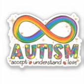 Autisme Awareness Accepteren, Love, Begrepen Sticker (Voorkant)