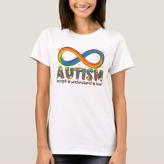 Autisme Awareness Accepteren, Love, Begrepen T-shirt (Voorkant)