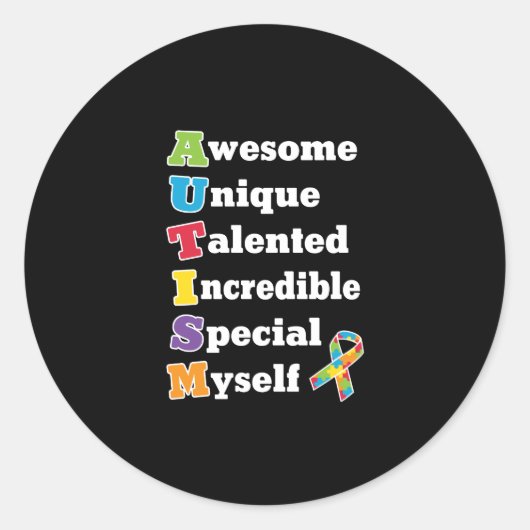 Autisme Awareness Acronym Ronde Sticker (Voorkant)