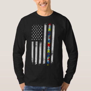 Autisme Awareness American Flag Active T-shirt