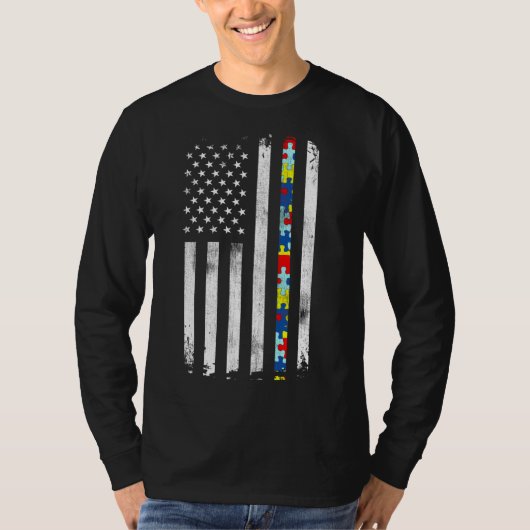Autisme Awareness American Flag Active T-shirt (Voorkant)